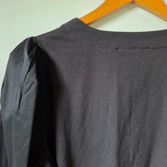 EUC LIKE NEW CHICO'S BLACK V NECK PUFFED LONG SLEEVES TOP SIZE 1 / US M WOMENS - Picture 9 of 16